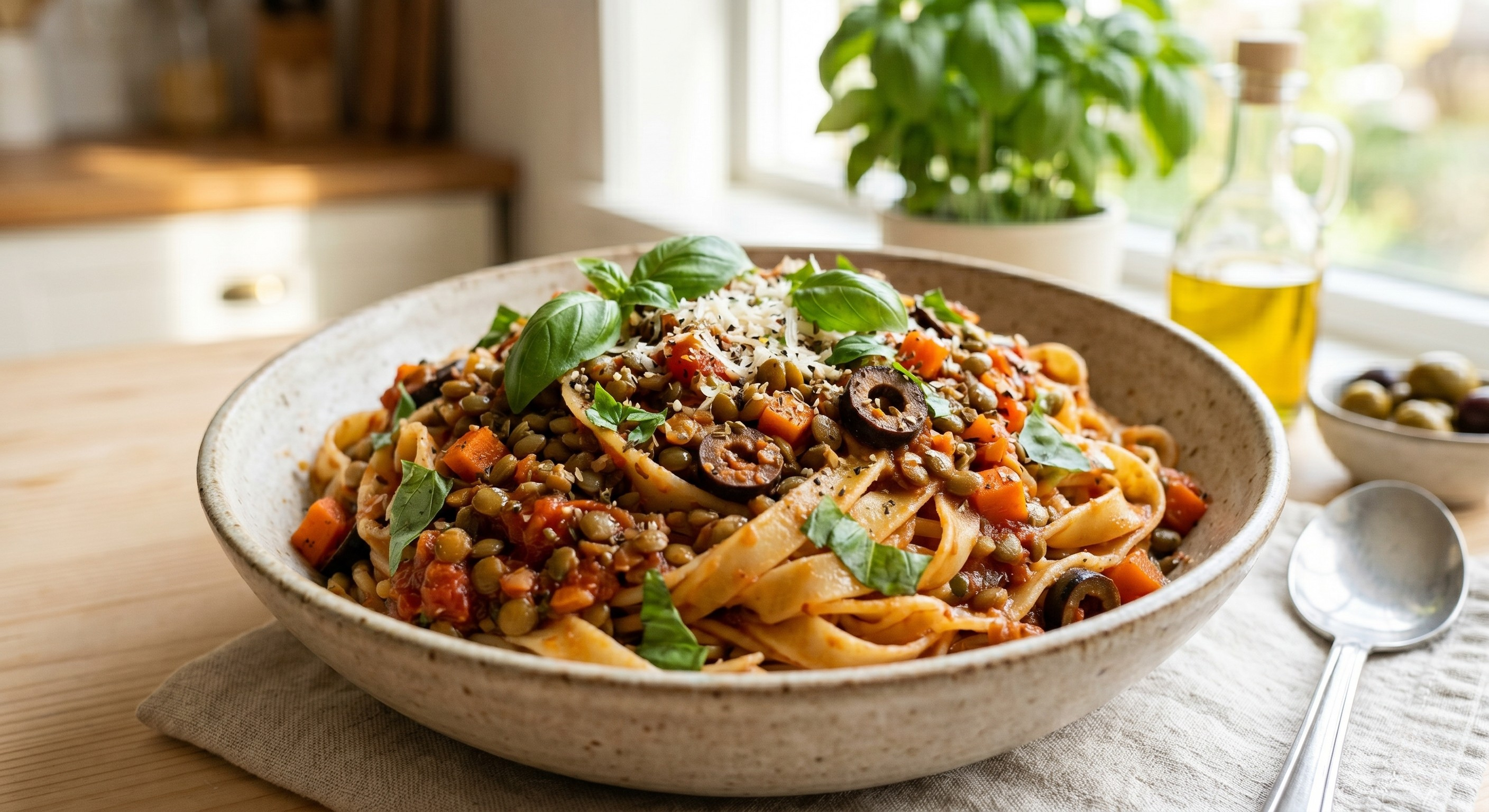 Marinara Soslu Mercimekli Makarna Tarifi | Sağlıklı ve Vegan Yemek