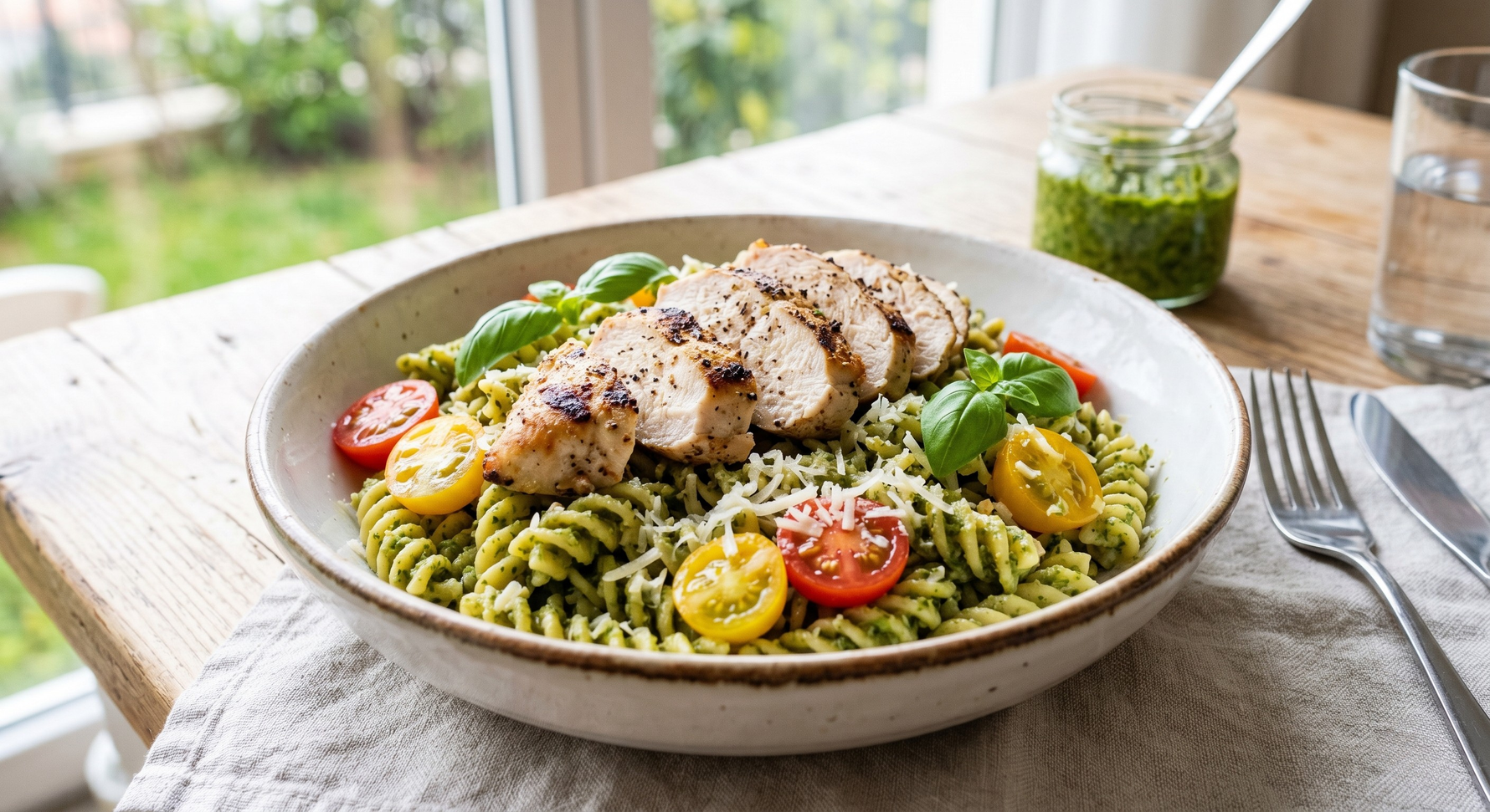 Pesto Soslu Izgara Tavuklu Makarna | Şık ve Kolay Yemek Tarifi
