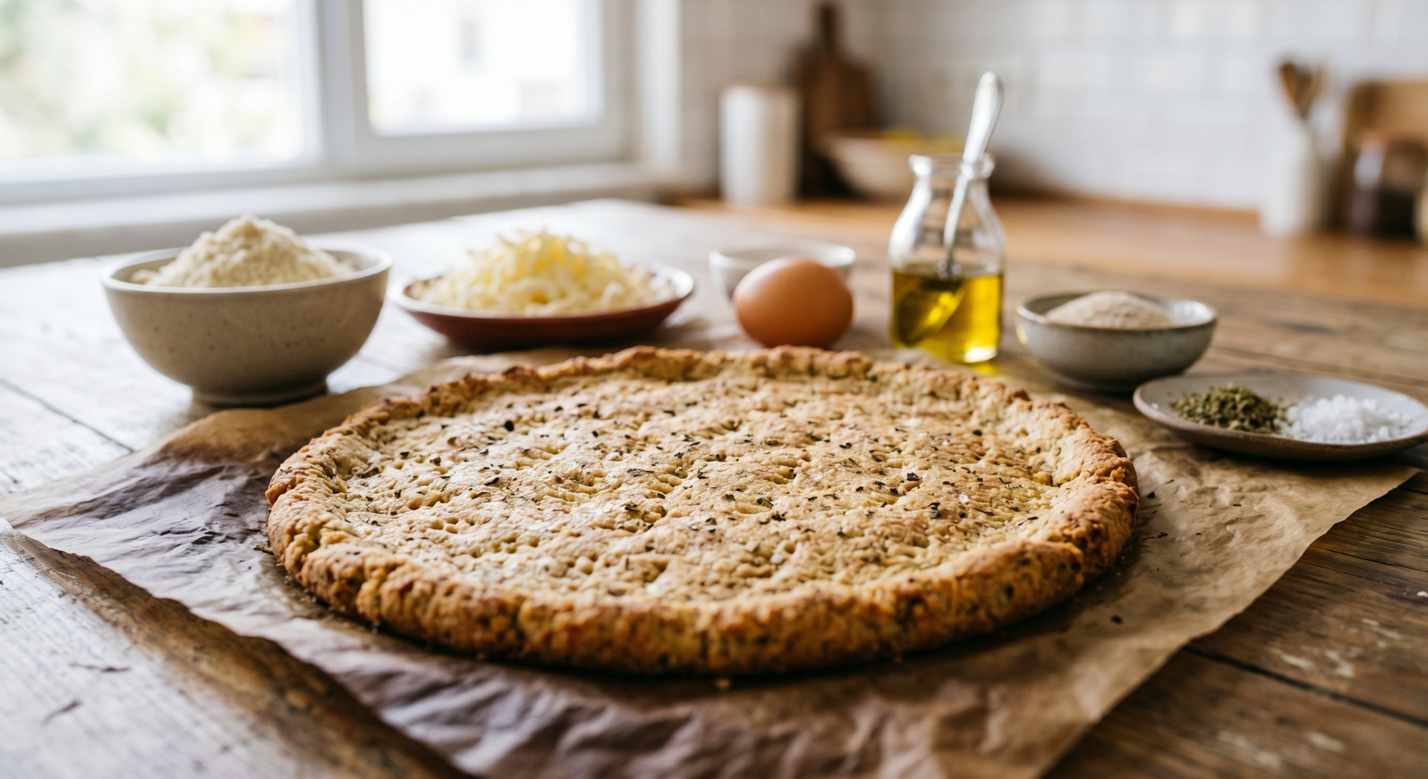 Düşük Karbonhidratlı Badem Unlu Sağlıklı Pizza Tabanı – 2 Kişilik